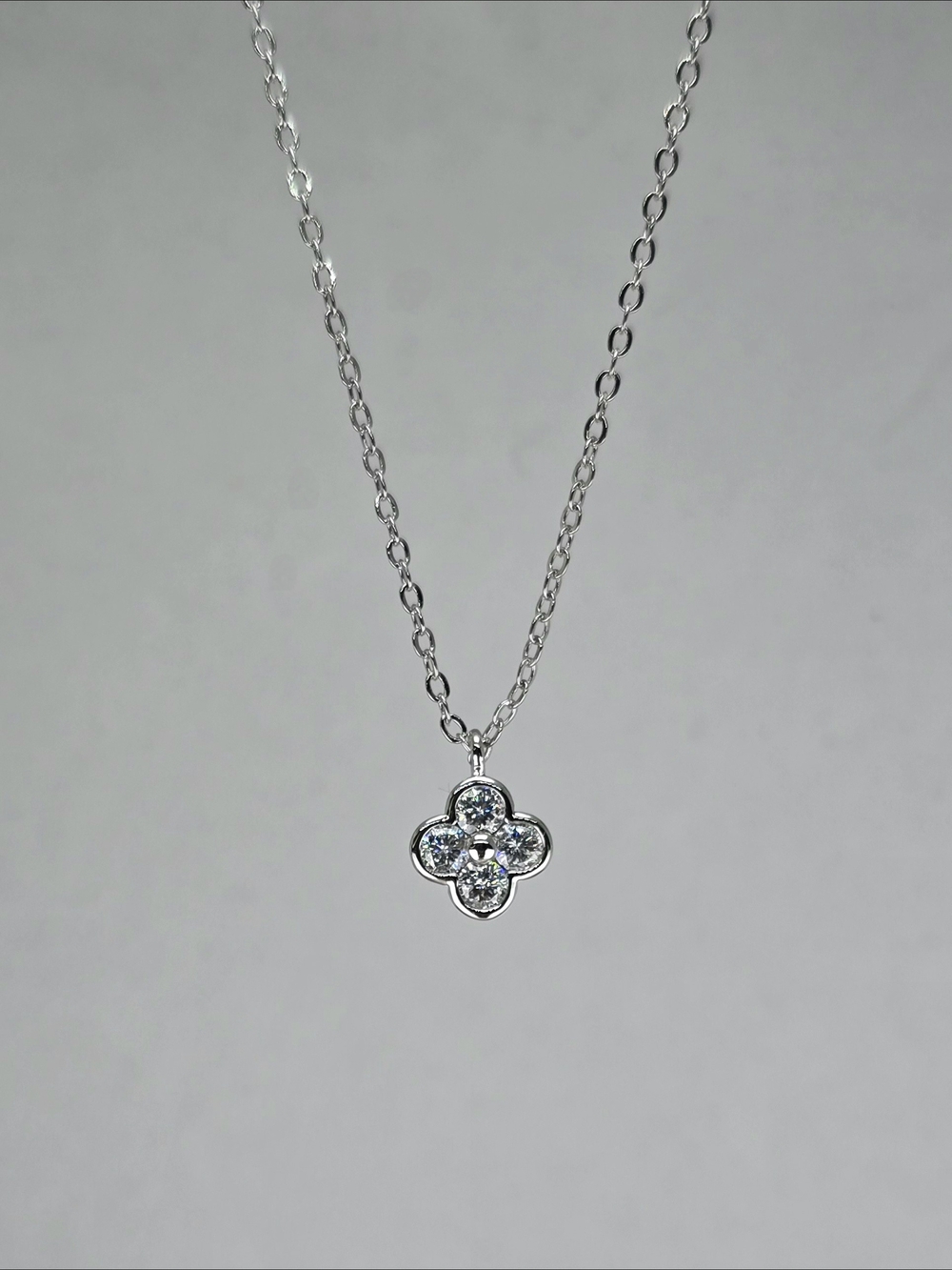 14k Gold-Filled Clover Pendant Necklace with Clear Moissanite 0.4ctw
